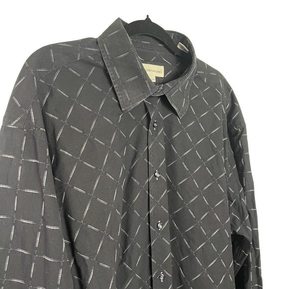 Pronto Uomo Mens Black Check Print Long Sleeve Shirt Size XXL - Picture 7 of 12